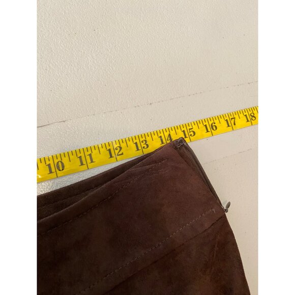 Liz Claiborne Brown Faux Suede A-Line Midi Skirt With Back Zipper Closure Medium - Picture 7 of 9